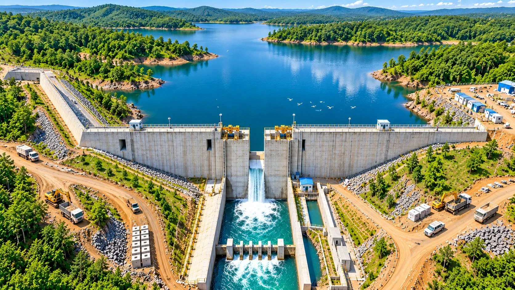 Dam, reservoir and spillway at Deharji