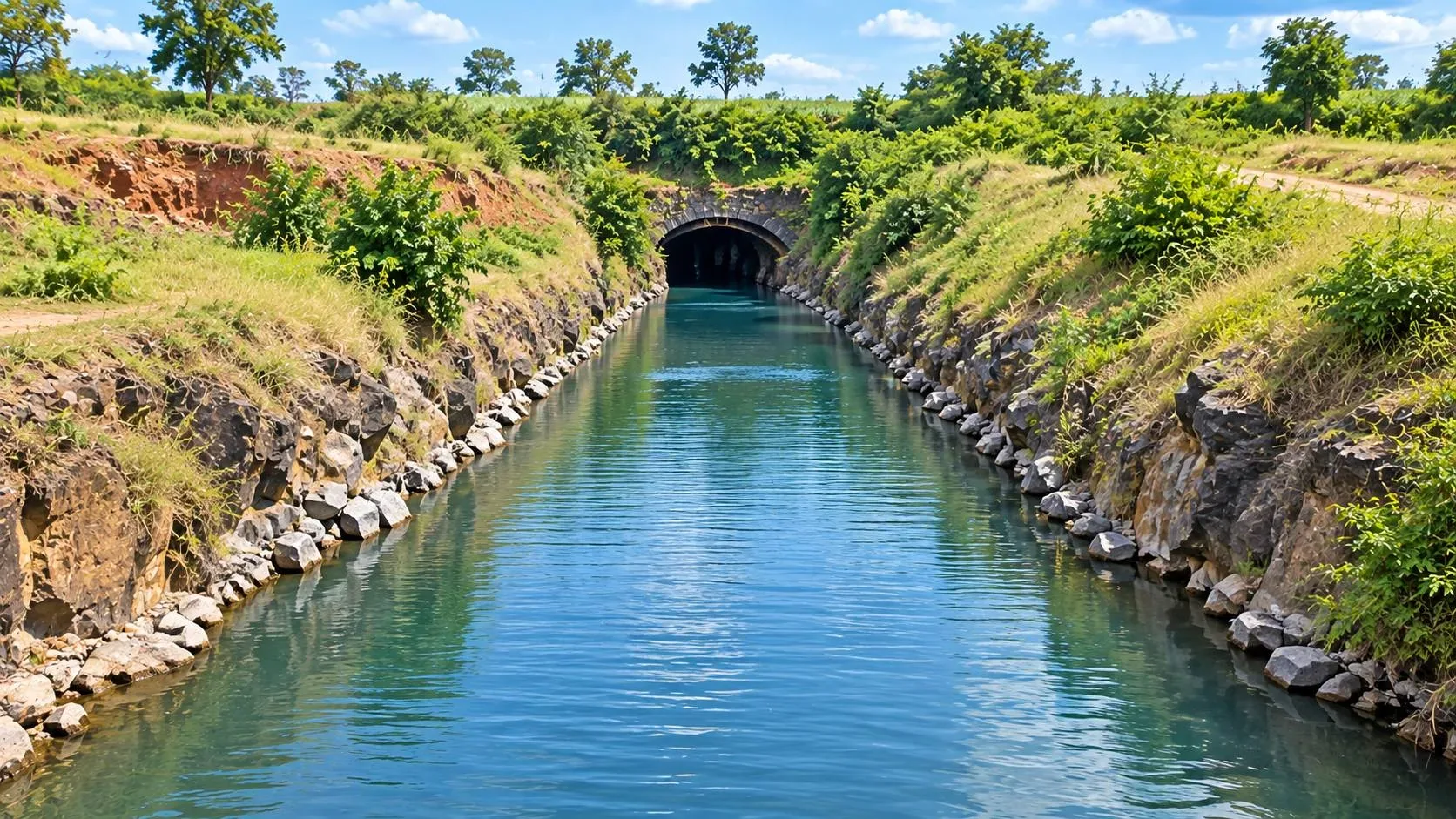Tunnel outlet works at Dudhganga